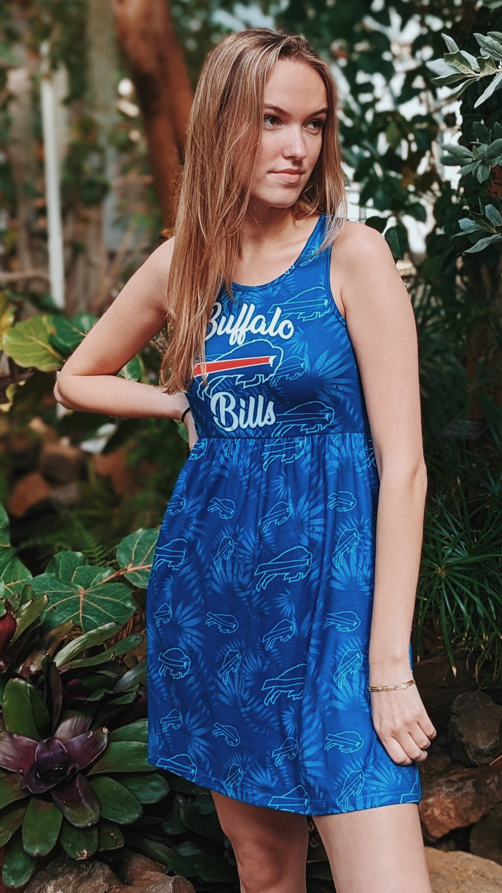Women s Buffalo Bills Tonal Floral Sun Dress The BFLO Store