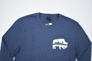 Buffalo Skyline Heather Blue Long Sleeve Shirt
