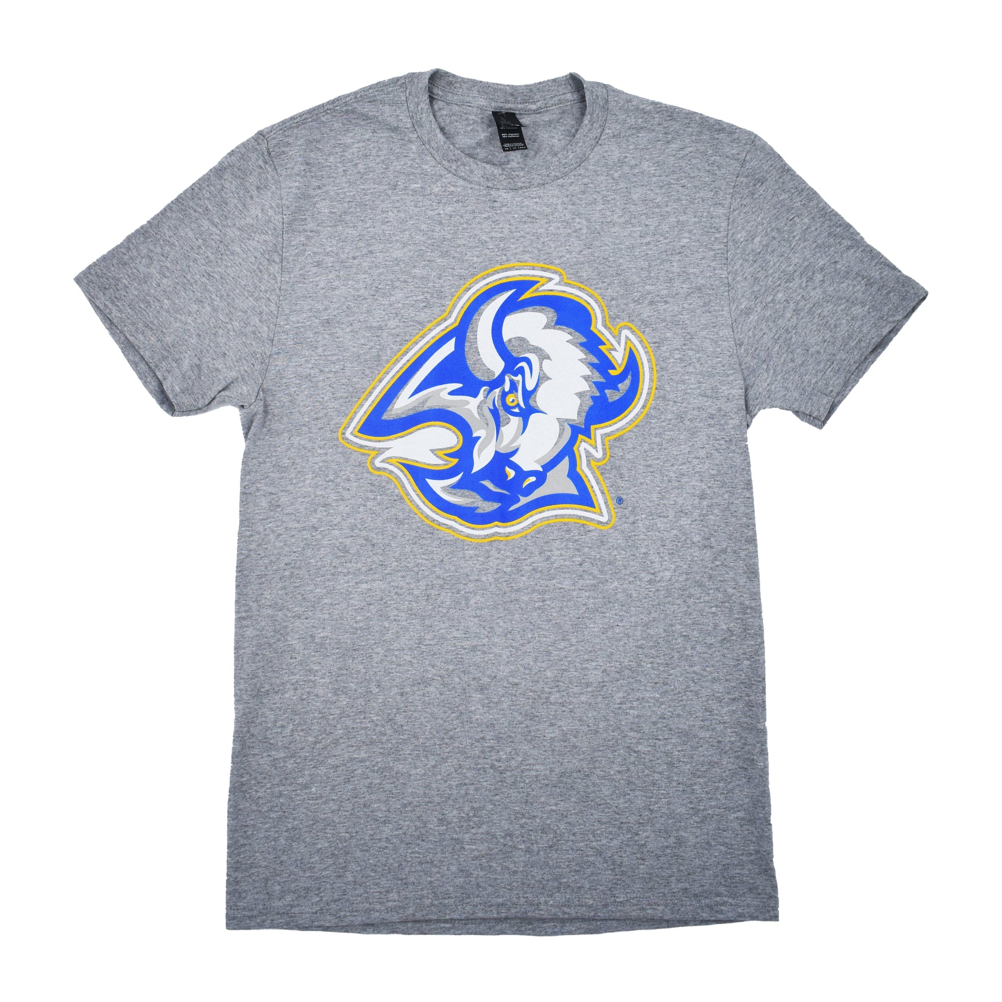 bflo store buffalo sabres blue and gold goat head heather grey short sleeve shirt