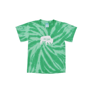 Youth childrens BFLO Buffalo Irish green tie dye short sleeve shirt