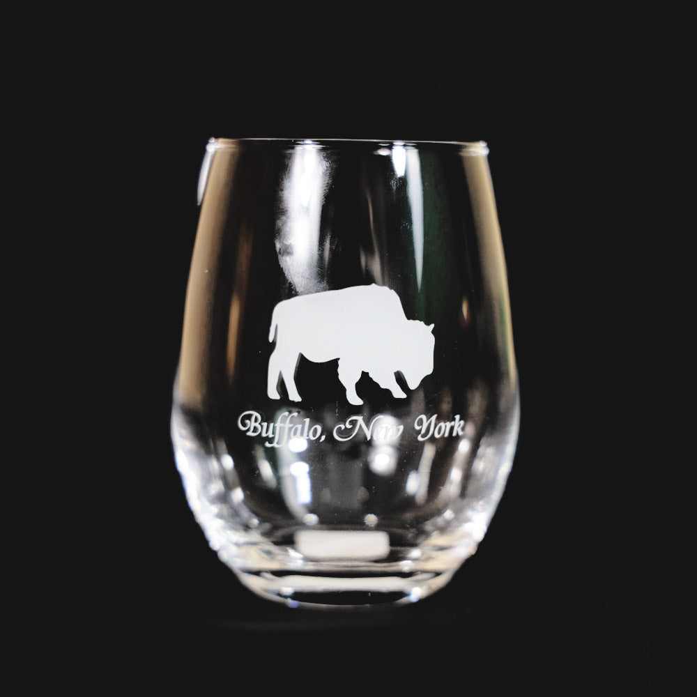 BFLO Buffalo NY Stemless Wine Glass