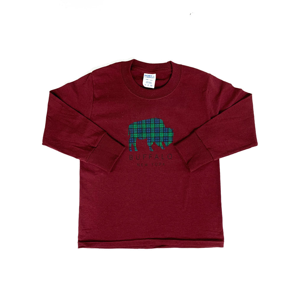 *SALE* Youth Maroon Blackwatch Plaid LST