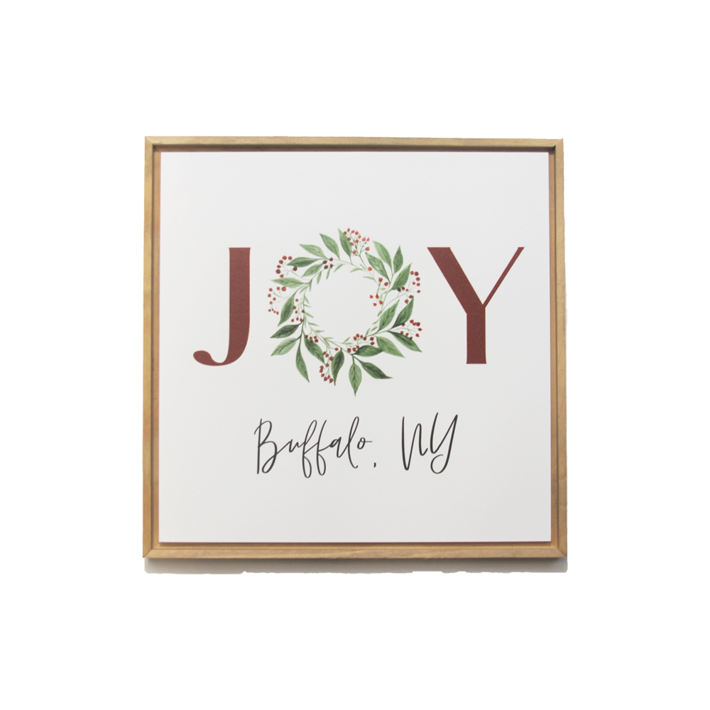 Buffalo NY, Joy Wreath Decor Sign