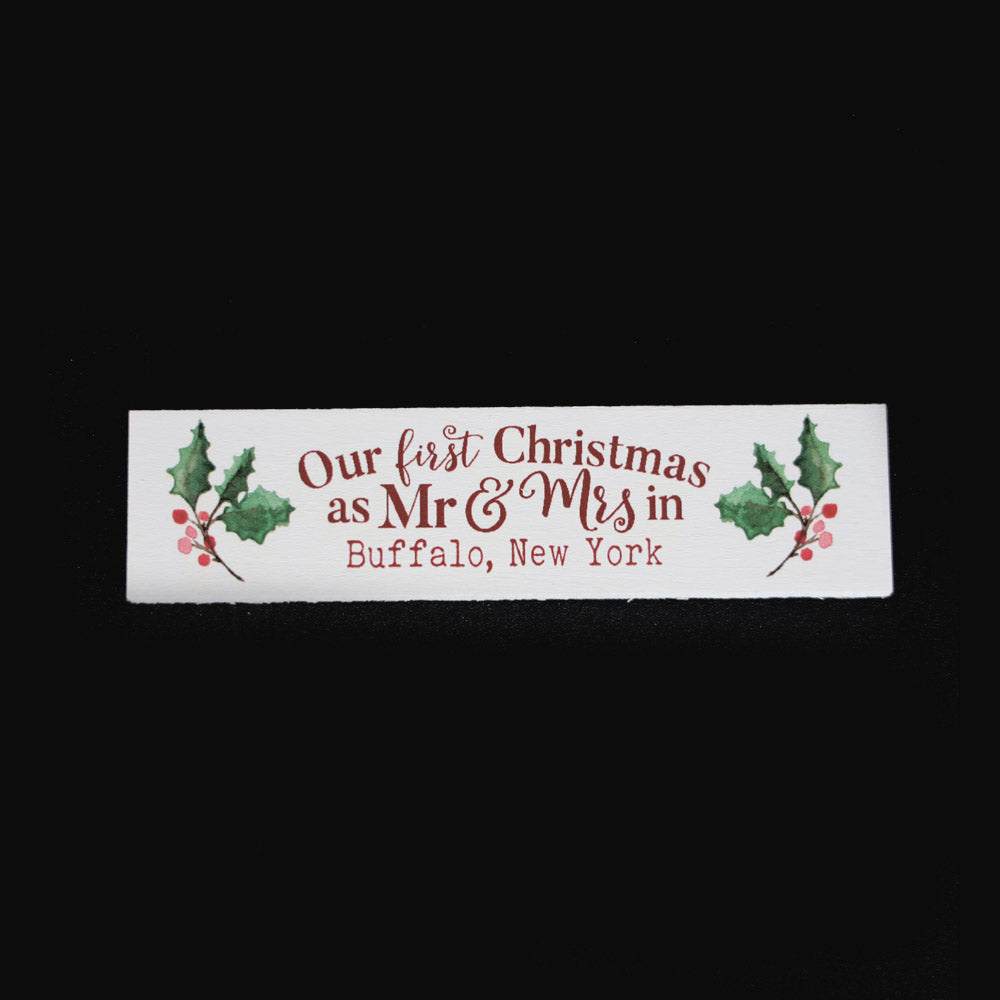 Mr &amp; Mrs First Christmas Wooden Sign