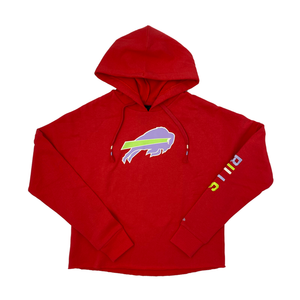New Era Buffalo Bills Red and Lilac Women's Cropped Hoodie