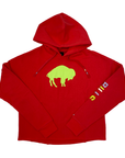 New Era Buffalo Bills Red and Lime Retro Women's Cropped Hoodie