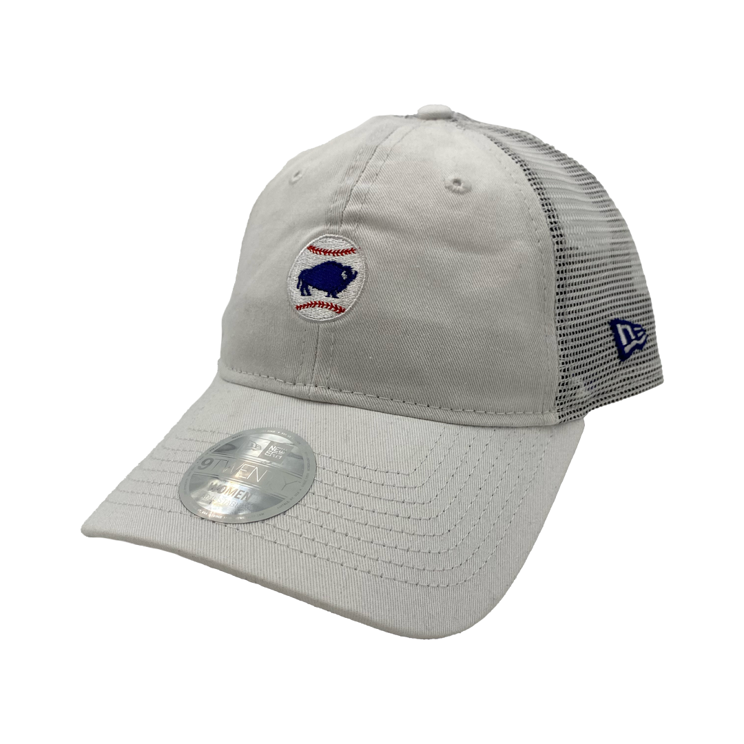 New Era Buffalo Bisons Mini Logo Women&#39;s White Adjustable Trucker Hat