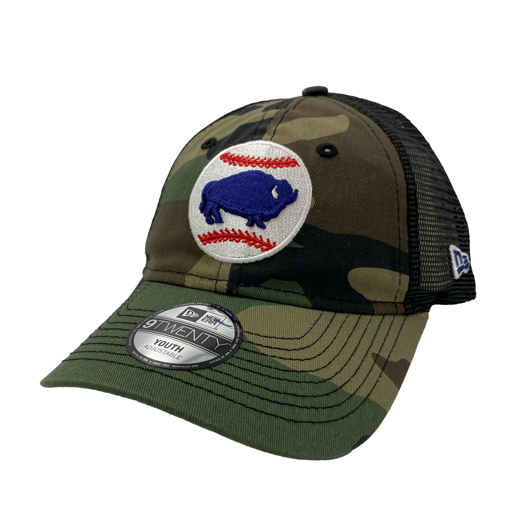 New Era Buffalo Bisons Camo Youth Adjustable Trucker Hat